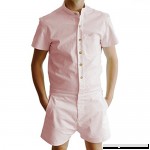 MISYAA Jumpsuits for Men Short Sleeve Button Down Shirt Breathable Shorts Undershirt Masculinous Gifts Mens Overalls Pink B07NCY41LF